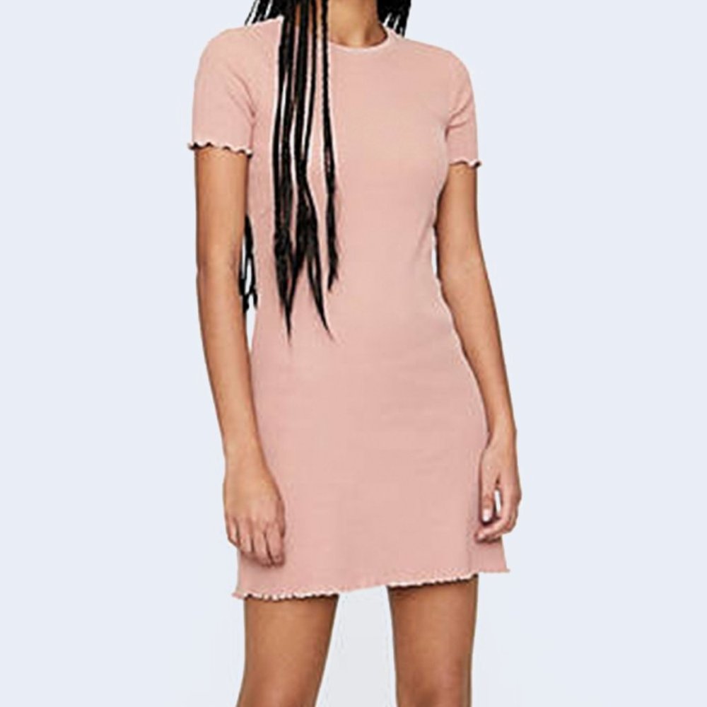 PULL & BEAR Dress with Lettuce Edging